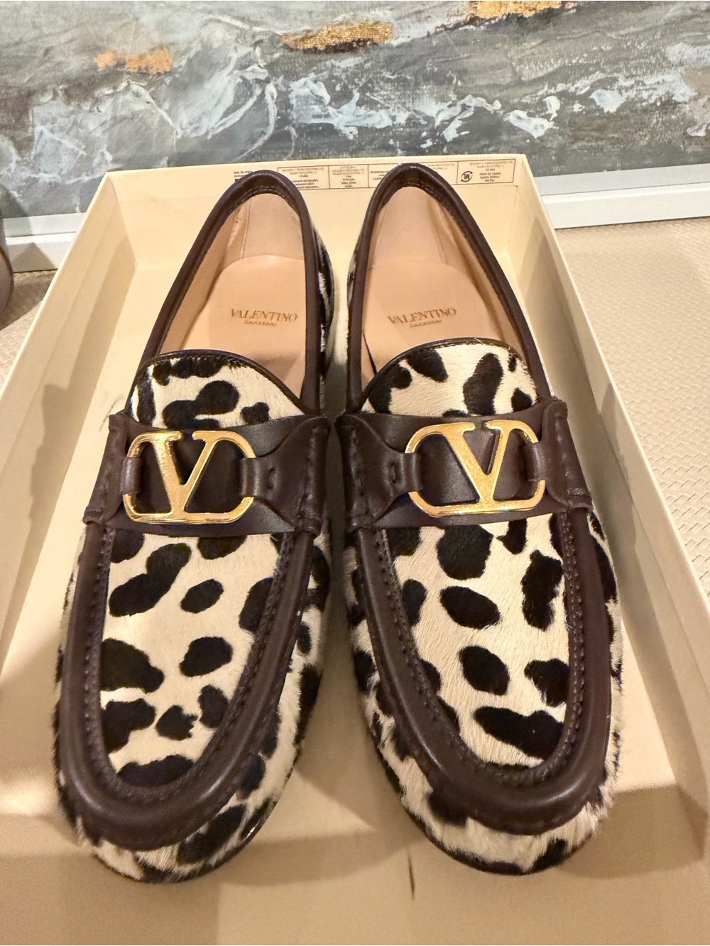 Valentino vlogo calf hair Leather Loafers new
